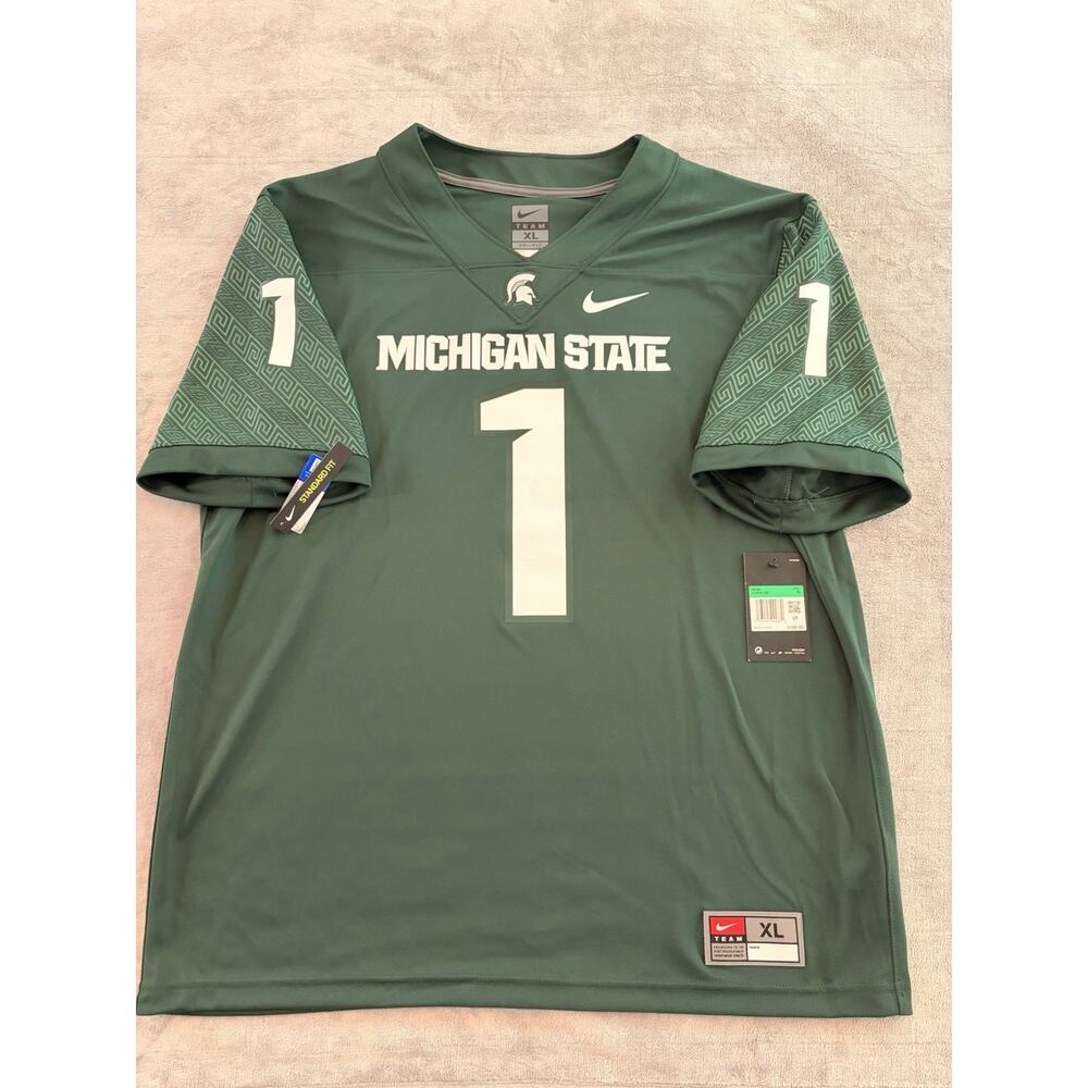 Nike Michigan State Spartans Men's Dri-Fit Green Football Jersey Size XL